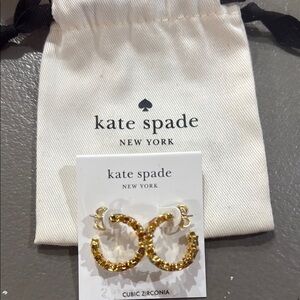 Kate Spade Gold and Crystal Hoop Earrings